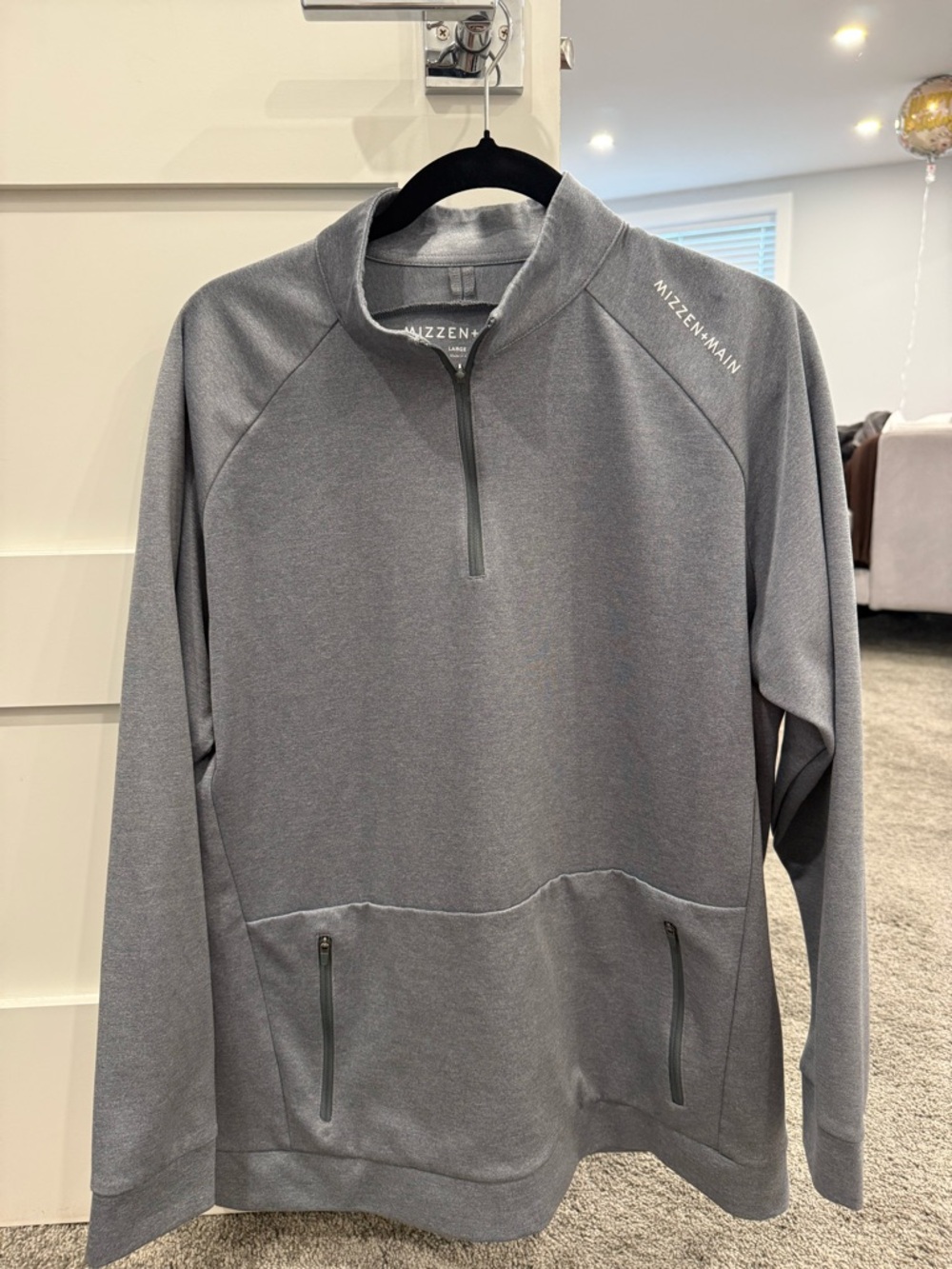 Mizzen+Main Men's Heather Gray Quarter-Zip Pullover